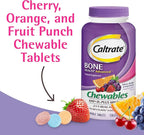 Caltrate Chewables 600 Plus D3 Plus Minerals Calcium Vitamin D Supplement, Cherry, Orange and Fruit Punch - 60 Count (Pack of 2)