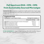 Naturalis Vegan Omega 3 DHA, EPA & DPA from Algae | Vegan Society Certified, Sustainably Sourced, True Full Spectrum | 60 Veggie Softgels (Carrageenan Free)