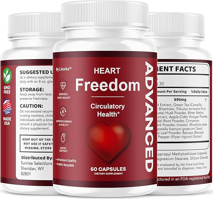 Heart Freedom - Heart Freedom Capsules, Official Pills All Natural Ingredients - Maximum Strength, Premium Advanced Formula Support Health & Wellness, 60 Capsules for 1 Month