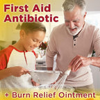 Amazon Basic Care First Aid Antibiotic + Burn Relief, Maximum Strength Triple Antibiotic Ointment for Minor Cuts, Scrapes, Infection Protection, 1 ounce (Pack of 1)