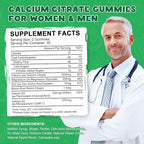 Calcium Citrate 1200 mg with Vitamin D3 Gummies, Calcium Citrate Magnesium Zinc with Vitamin D3 Supplement for Women & Men Bone & Teeth Support, Natural Apple Flavor - 30 Day Vegan Supply