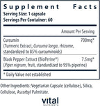 Vital Nutrients Curcumin Extract 700mg - Vegan Curcumin Supplements with Black Pepper Extract - Antioxidant Support for Joint, Liver, and Cellular Health* - Gluten, Dairy, Soy Free - 60 Capsules