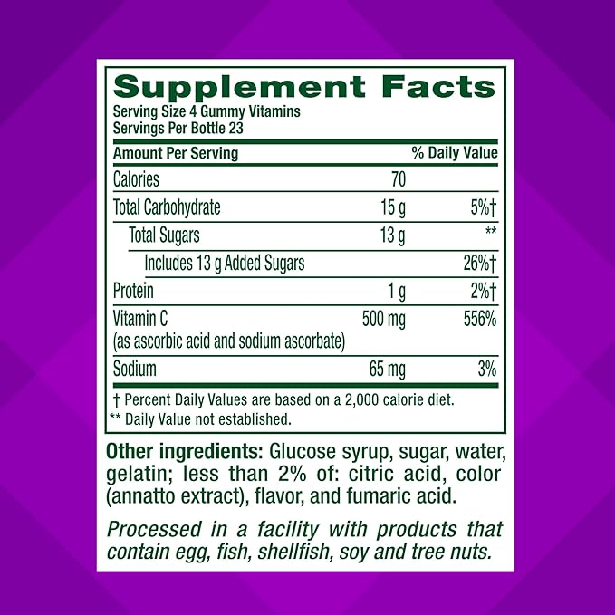 vitafusion Extra Strength Power C Gummy Vitamins, Tropical Citrus Flavored Immune Support (1) Vitamins, 92 Count