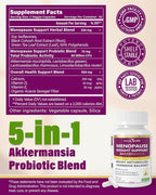 Menopause Supplements for Women 60 Billion with Akkermansia Probiotic & Prebiotic, Vitamin D & E for Hormone Balance, Metabolism, Gut Health, Hot Flashes - Non-GMO | 120 Caps