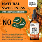 Wild & Organic Pine Bark Extract Tincture - Antioxidant Support - Pinus Pinaster Supplements - French Maritime Bark Liquid Drops - 2-Month Supply - Vegan, Alcohol & Sugar-Free - 2 fl oz