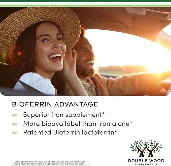 Lactoferrin 250mg per Serving (60 Capsules) Patented Bioferrin Lactoferrin - Superior Iron Supplement for Iron Deficiency and Immune Support by Double Wood Supplements