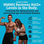 NMNH Supplement 250MG Pure Dihydro-Nicotinamide Mononucleotide (NMN Supplement Alternative with Bioperine® For 3X The Bioavailability) NAD Supplement to Boost NAD+ Levels For Anti-Aging & Energy
