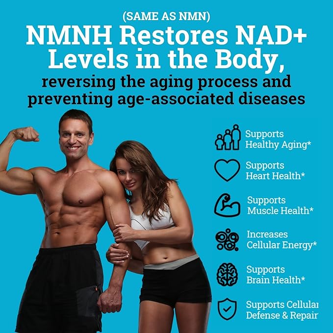 NMNH Supplement 250MG Pure Dihydro-Nicotinamide Mononucleotide (NMN Supplement Alternative with Bioperine® For 3X The Bioavailability) NAD Supplement to Boost NAD+ Levels For Anti-Aging & Energy