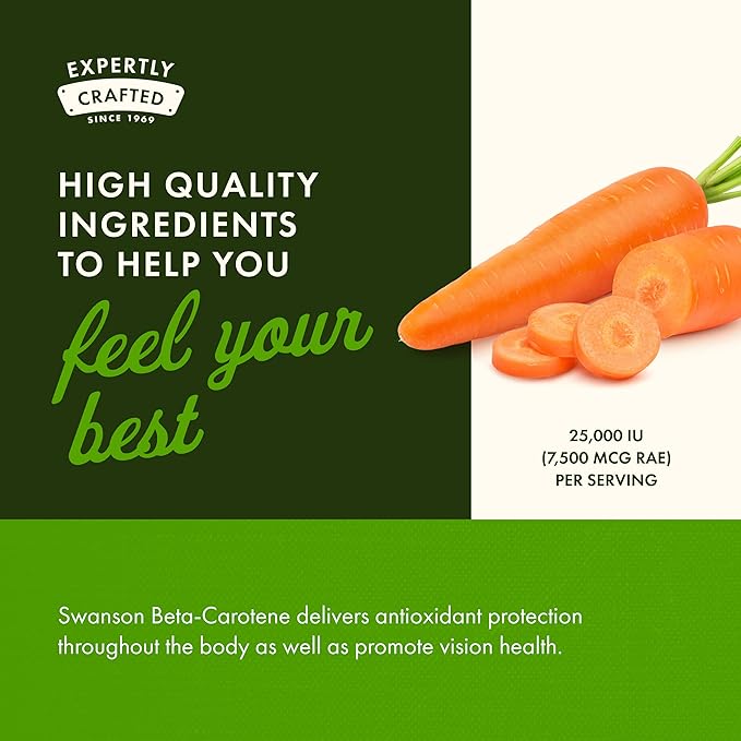 Swanson Beta-Carotene (Vitamin A) 25000 Iu (7500 mcg) 100 Sgels (2 Pack)