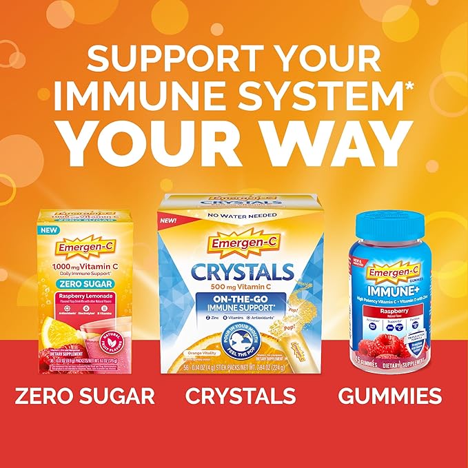 Emergen-C Elderberry Fizzy Drink Mix, Elderberry Immune Support, Natural Flavors, With High Potency Vitamin C, 18 Count