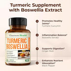 Boswellia Serrata Turmeric Supplement for Joint Support & Inflammation Balance – Turmeric Boswellia Supplement with Ginger & Black Pepper Extract for Enhanced Absorption – Non-GMO - 2pack