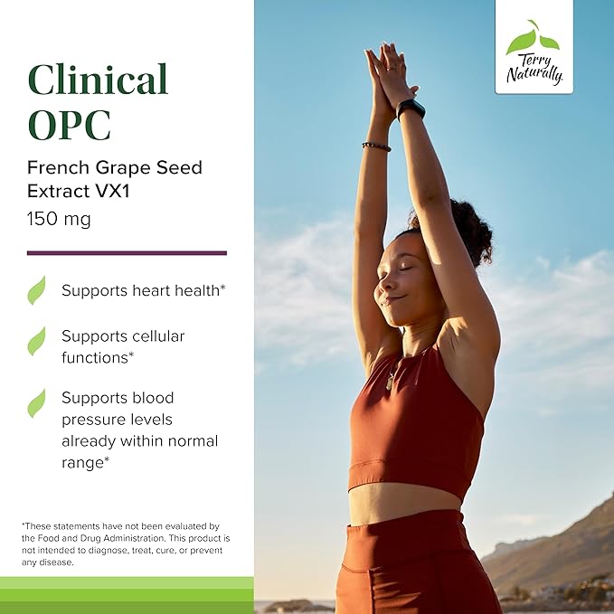 Terry Naturally Clinical OPC - Cardiovascular Health & Focus Support Supplement - Dietary Supplement with Grape Seed Extract & Sunflower Lecithin - Immune Support Supplement - 150 mg, 60 Softgels