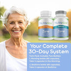 Nutranize Zone Twin-Pack Supplement System - Pharmacist-Designed Morning & Bedtime Capsules with Magnesium Glycinate, Vitamin D3, K2 MK7, Methylfolate, Chromium, Melatonin - 30 Day Supply (120 Count)