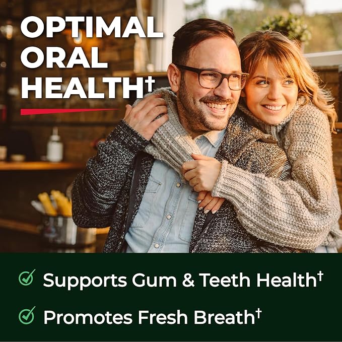 Oral Probiotics Supplement with Prebiotics - Supports Healthy Teeth Gums Mouth and Fresh Odorless Breath for Adults - Strawberry Flavored Chewable Dental Probiotic (90 Tablets, 90 Day Supply)