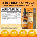 Pumpkin Seed Oil - DHT Blocker for Men Women Hair Growth, Organic Pumpkin Seed Extract with Saw Palmetto for Prostate & Urinary Health, Cold Pressed Supplements Liquid Drops, Lemon, Vegan, 2 Fl Oz