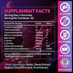 Creatine Gummies Monohydrate Complex 9000MG, Pre-Workout for Men & Women, Creatine Gummy with L-Taurine, BCAA 2:1, B12/6 for Muscle Support, Enhance Strength, Energy Boost-120 Count