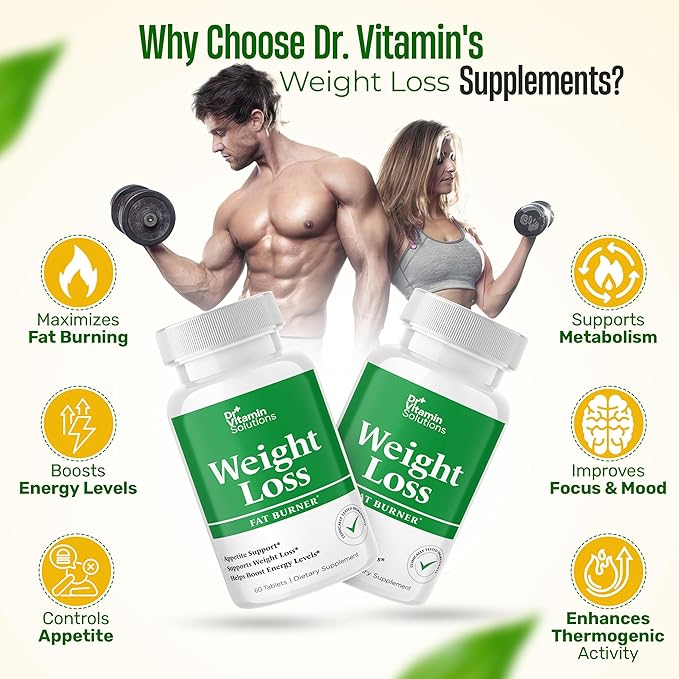 Fat Burner for Women & Men - Weight Loss Supplements with Green Tea Extract, Chromium, Vitamin B6 - Energy Booster, Belly Fat Burner & Appetite Suppressant Diet Pills - 60 Tablets