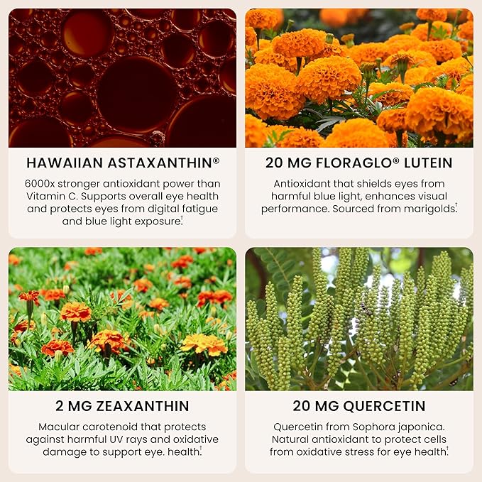 EyeAstin, BioAstin Hawaiian Astaxanthin with Lutein & Zeaxanthin, Supports Eye Health Naturally, 60 Count