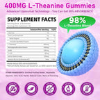 2 Pack L-Theanine Gummies for Kids & Adults, L'Theanine 400mg with Ashwagandha, GABA, 5HTP, L Theanine Supplement for Calm, Zzz & Relaxation Support, Raspberry Flavor, 120 Counts