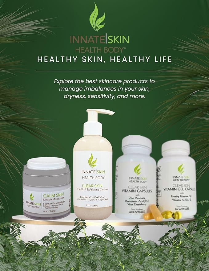 Clear Skin Acne Vitamins Capsules | Complexion Supplements with Pantothenic Acid B5, Zinc Picolinate, Vitex Chasteberry | 60 Count