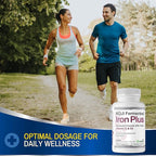 Koji Fermented Iron Plus - Iron Supplement with Vitamin C, Vitamin D3 and Folate for Blood Support, Easily Absorbed and Bioavailable, Stomach Friendly, Vegan, Non-GMO - 60 Capsules