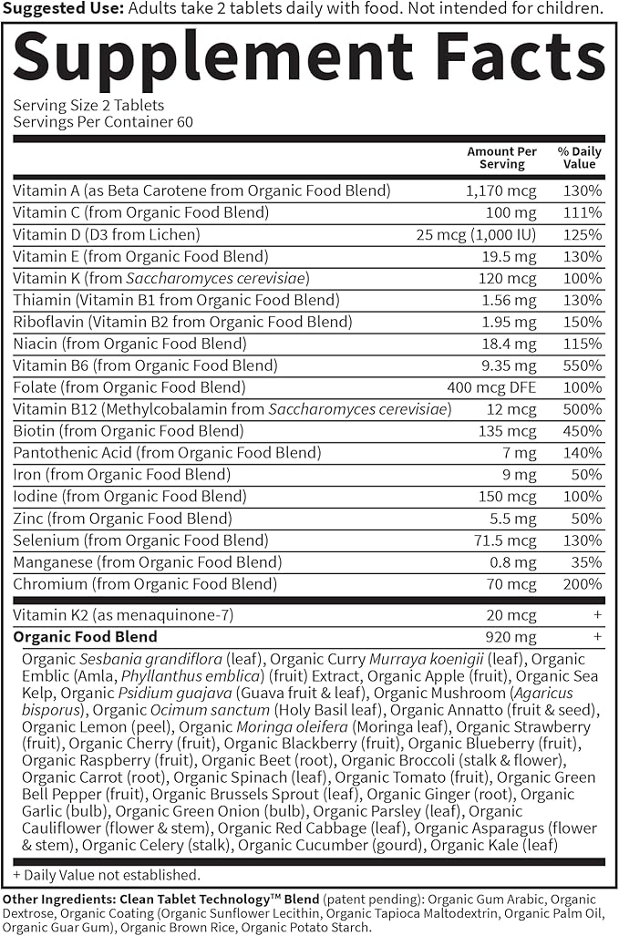 Garden of Life Organics Women's Multivitamin with Vitamin C, D3, Folate, B12, Biotin & Iron – Women's Multivitamin for Energy, Heart Health & Radiant Skin, USDA Organic, Non-GMO, Vegan, 120 Tablets