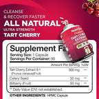 Nutrivein Premium Tart Cherry Capsules 3000mg: Ultra Strength Tart Cherry Extract Supplement for Post-Athletic Recovery, Detox, Rest, & Mobility