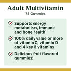 Nature's Bounty Adult Multivitamin Gummies, Vitamin Supplement, Daily Nutritional Needs, Orange, Cherry and Grape Flavor, 75 Gummies (Pack of 3)