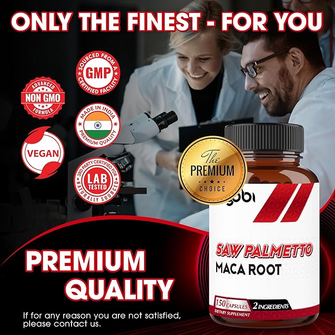 agobi Saw Palmetto Supplement with Maca Root - High Extract Support for Hair Health, Restful Mood & Energy Support - 150 Veggie Capsules