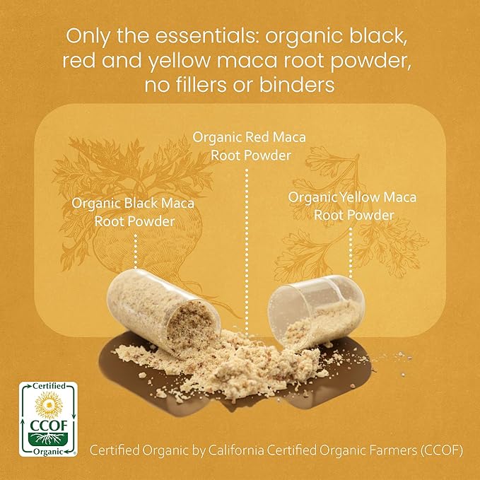 NaturaLife Labs Organic Maca Root – Black, Red & Yellow – 1900 mg per Serving – 150 Capsules – Gelatinized Peruvian Maca – Non-GMO, Gluten-Free, Vegan