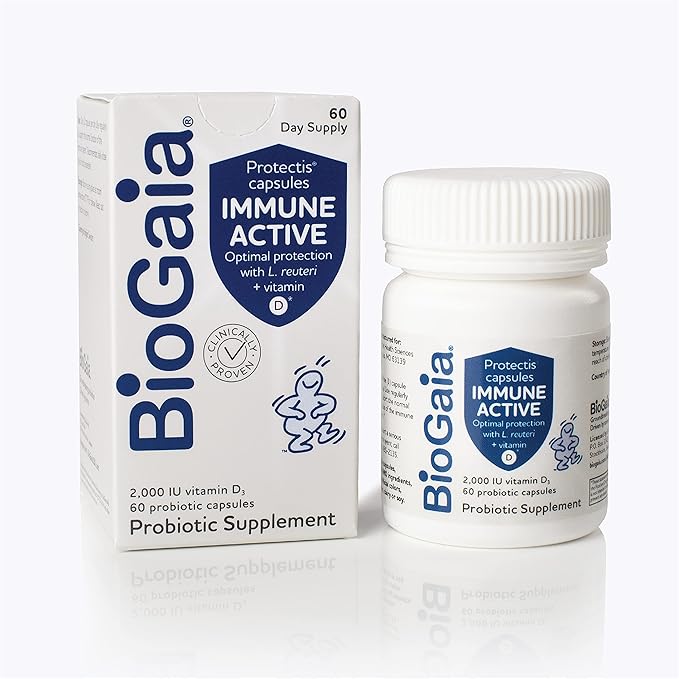 BioGaia Protectis Immune Active Probiotic | Probiotic + Vitamin D | Supports Immune, Digestive and Overall Health | Probiotics for Men & Women | Capsules | 60 Day Supply