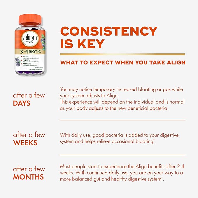 Align Probiotic,3-in-1 Biotic Gummies,Pre + Pro + Postbiotic,#1 Doctor Recommended-Probiotic Brand‡,Helps Relieve Occasional Bloating*,BlackBerry Flavor,50 Gummies,(Pack of 2)