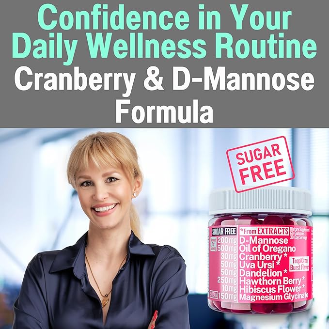 SHIZAM Oil of Oregano D-Mannose Dandelion Root Hawthorn Berry Extract Uva Ursi Gummies with Hibiscus Cranberry Magnesium Glycinate for Women