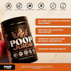 Poop Juice 5-in-1 Daily Fiber Supplement Powder - Bloat & Poop Relief - Prebiotic, Probiotic, Postbiotic, Digestive Enzymes, L-Glutamine - GLP-1 Support - Sugar-Free Georgia Peach Mango (30 Servings)