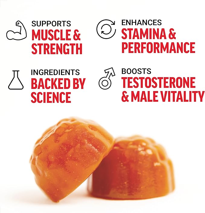 Force Factor Test X180 Gummies Testosterone Booster for Men with Tongkat Ali, Horny Goat Weed, Tribulus Terrestris, Fenugreek, & Black Maca, Testosterone Supplement for Men, Berry Punch, 120 Gummies