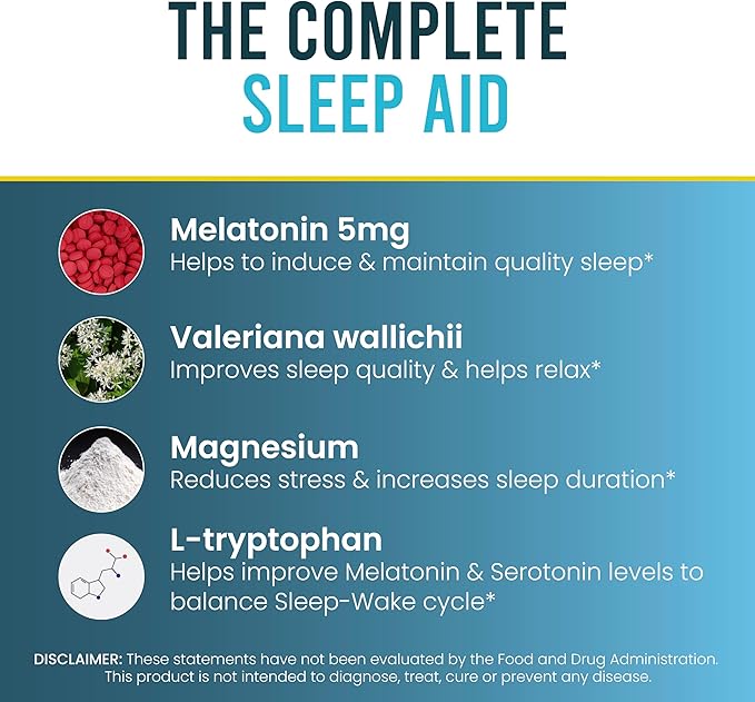 Zzowin Sleep Support Supplement – 5mg Melatonin, Valerian Root, Magnesium for Deep Sleep & Relaxation 30 Tablets | Natural Sleep Aid, Non-Habit Forming | Improve Sleep Quality | Pack of 1