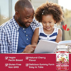 Iron Supplement Gummies for Kids - with Calcium, Zinc, Kids Multivitamin with Iron Gummies - Immune Support, Blood Builder & Energy Support for Iron Deficiency, Anemia, Cherry Flavor, 60 Gummies