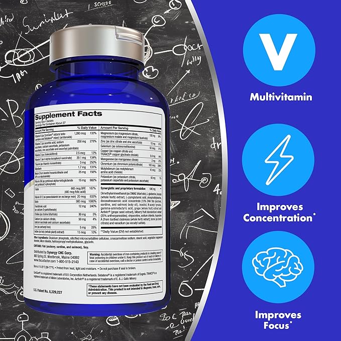 Focus Factor Nutrition for The Brain, Improved Memory & Concentration Brain Supplement, Complete Multivitamin with Vitamins B6, B12, D, Bacopa Monnieri & Tyrosine, 150 Count (Pack of 2)