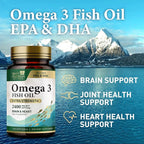 Omega 3 Fish Oil Supplements - 2400mg Fish Oil Per Serving - Triple Strength Omega-3 with EPA & DHA Fatty Acids - Natural Heart, Brain & Immune Support - Wild Caught, Bottled in USA - 120 Softgels