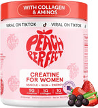 Peach Perfect Creatine for Women – Micronized Creatine Monohydrate Powder with BCAA & Collagen for Glute Strength Support, Boost Energy, Focus, Strength, and Endurance – Strawberry Acai, 30 Servings