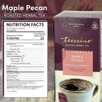 Teeccino Maple Pecan Herbal Tea - Rich & Roasted Herbal Tea That’s Caffeine Free & Prebiotic for Natural Energy, Coffee Alternative, 25 Count