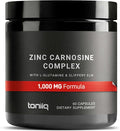 1000 mg Triple Blend Zinc Carnosine Supplement – Ultra High Strength 150 mg Zinc L-Carnosine Complex – with L-Glutamine & Slippery Elm – Third-Party Tested – 60 Capsules