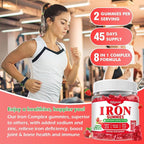 90 Count | Iron Supplement for Women, Men & Kids, Iron Gummies for Iron Deficiency & Anemia with Vitamin C B6 B12,Folate-Iron Supplement Support Bl♡♡d Oxygen & Energy Boost, Vegan,Non-GMO &Gluten Free