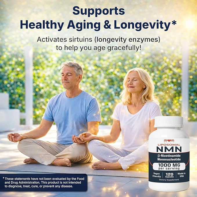 NMN Supplement 1000 mg Pure Nicotinamide Mononucleotide - NAD Precursor for Energy, Cellular Renewal & Longevity Support - Mitochondrial Support 120 Capsules - Vegan, Non GMO, Gluten Free
