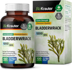 BIO KRAUTER® Bladderwrack for Thyroid Support - Vegan Iodine Supplement 1200 mg per Serving - Bladderwrack 100 Capsules, 50 Days of Supply, Non-GMO - Natural Seaweed Supplement