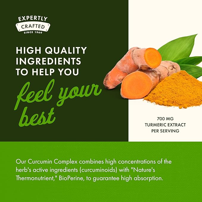 Swanson Curcumin Complex - Herbal Supplement Supporting Joint Health, Mobility & Physical Function - Standardized with BioPerine for Maximum Absorption - (120 Veggie Capsules) (2 Pack)