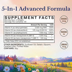 Vitalitown Vitamin ADK, High Potency Essential Vitamins A, D3 5000 IU, K1 & K2 (MK-4 & MK-7), Bone, Heart & Immune Health, Non-GMO, Max Absorption, 120 Softgels