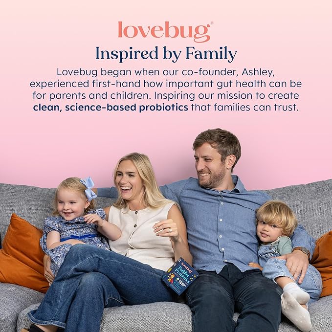 LOVEBUG Kids Probiotic Powder with Prebiotic Fiber - Toddler Immunity Support & Constipation Relief - USDA Organic Probiotics for Childrens Gut & Digestive Health (Ages 1-4) - 60 Pack (Unflavoured)