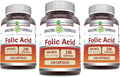 Amazing Formulas Folic Acid | 800 Mcg | 240 Capsules | Vitamin B9 Supplement | Non-GMO | Gluten Free | Made in USA (3 Pack)