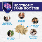 Brain Memory Supplement Pills - 3X Strength Nootropics for Concentration, Clarity & Focus Support - Brain Health Cognitive Vitamins with Bacopa, Phosphatidylserine & DMAE, Brain Booster - 120 Capsules